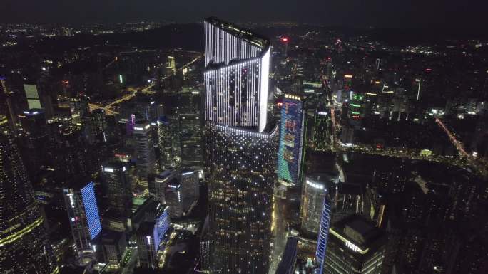 广州周大福金融中心K11东塔4K航拍夜景