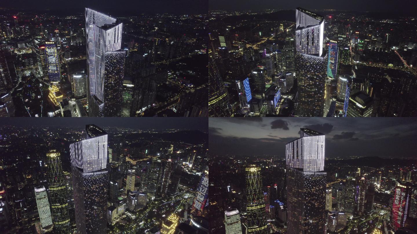 广州周大福金融中心K11东塔4K航拍夜景