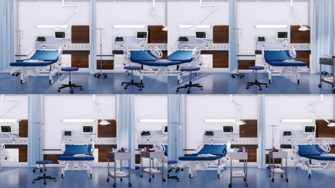 急诊室内空病床3D动画