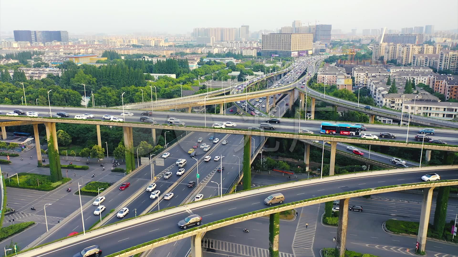 南京鼓楼航拍城市立体交通高架桥四通八达