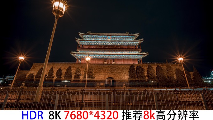 8k延时北京正阳门夜景素材