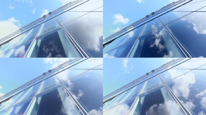 摩天大楼的镜像正面-时间流逝