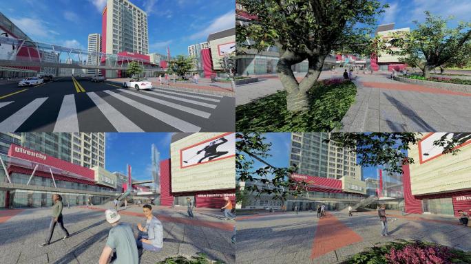 步行街商业体景观规划三维动画