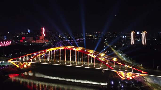最美佛山新城东平大桥世纪夜景航拍
