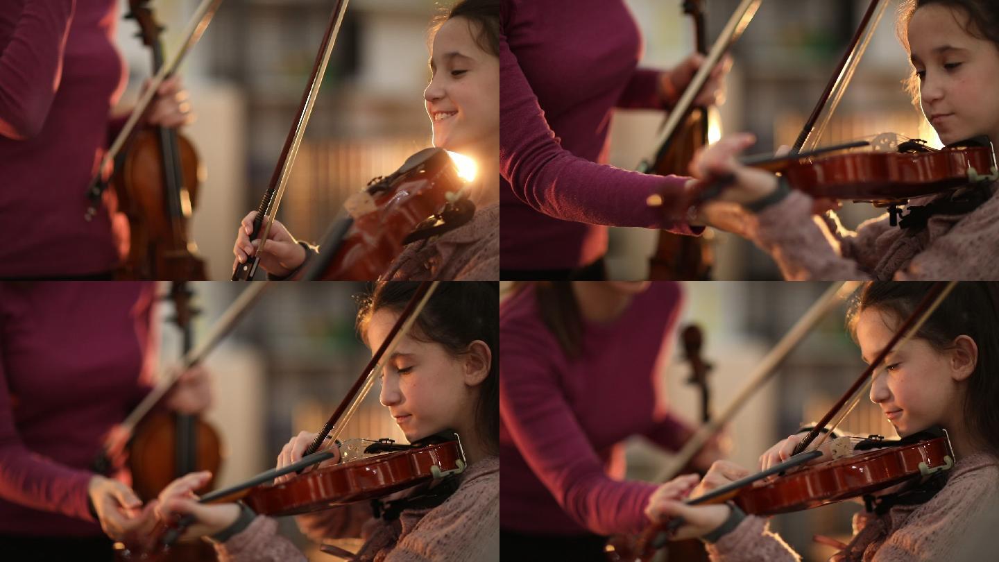 天才小提琴家音乐家小学生女孩