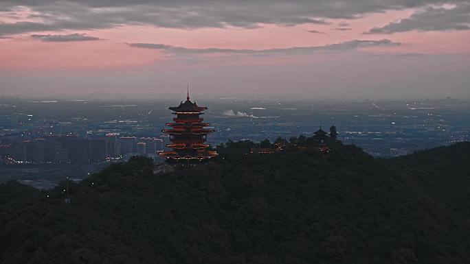 杭州半山国家森林公园望宸阁夜景航拍7