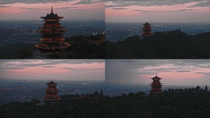 杭州半山国家森林公园望宸阁夜景航拍7