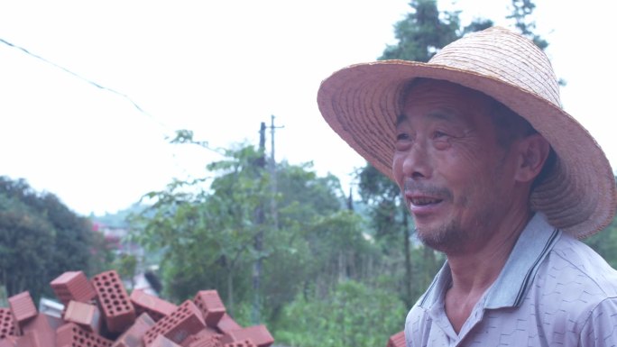 戴草帽的农民伯伯