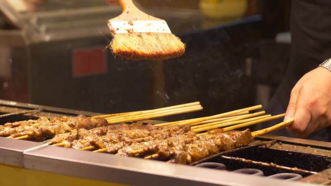 长沙网红夜宵店烧烤特写