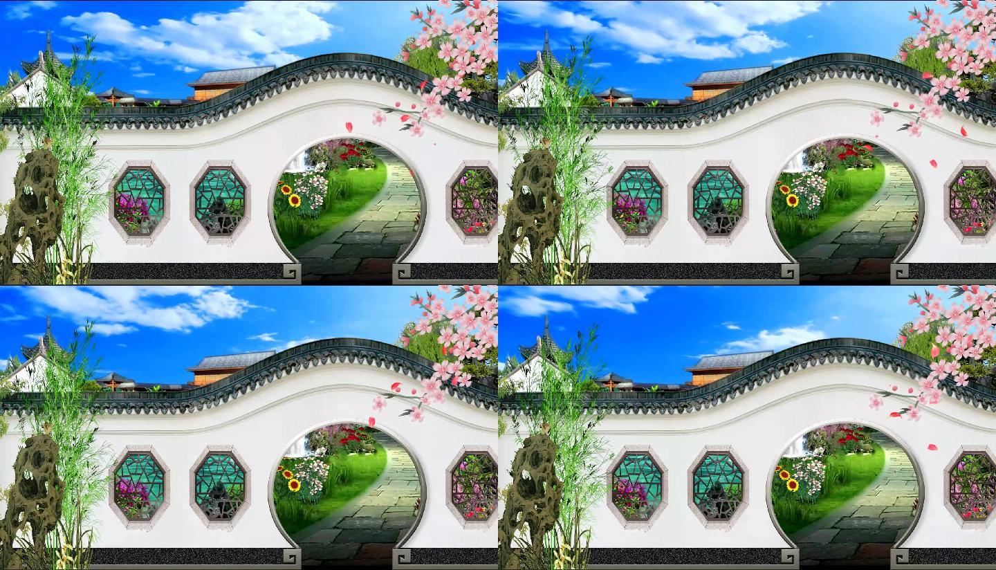 粤剧戏曲孔门花园白天花园背景御花园
