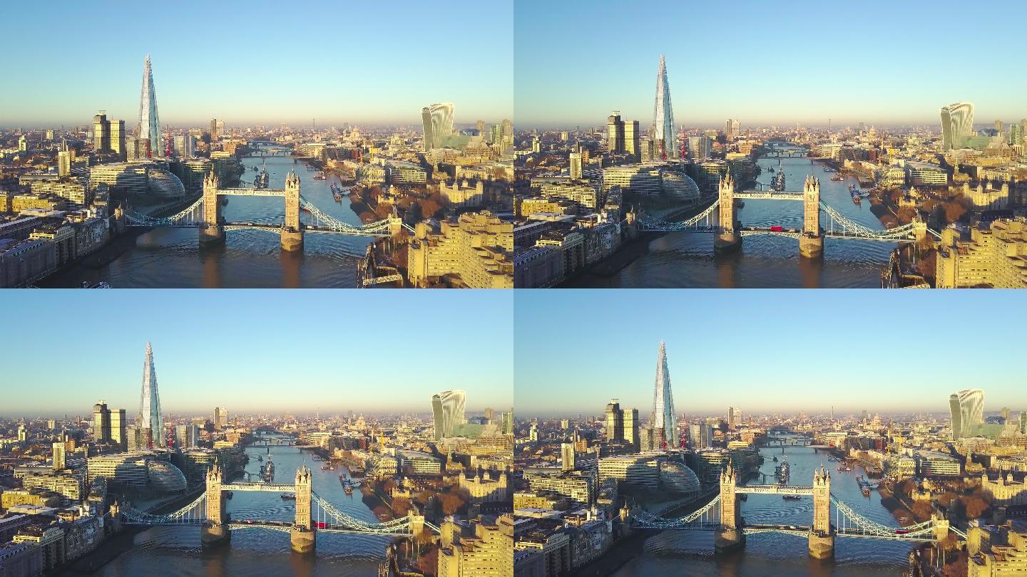 伦敦泰晤士河视频英国航拍伦敦航拍伦敦塔桥