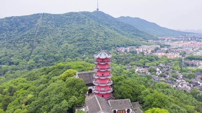 无锡锡惠公园惠山龙光寺龙光塔4K航拍延时