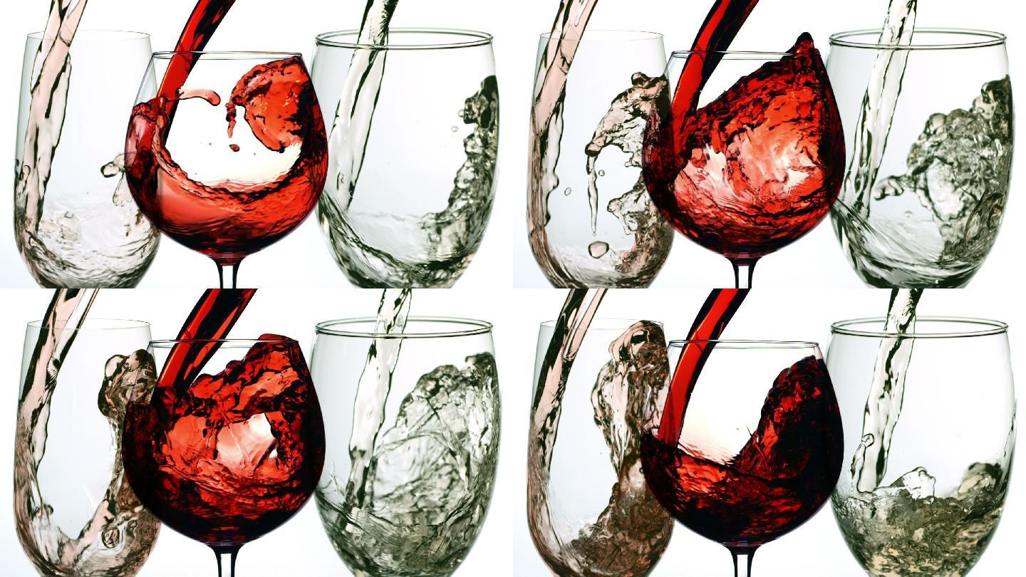 酒杯餐饮食品和饮料玻璃材料白葡萄酒酒瓶飞溅饮料液体品酒倒酒葡萄酒