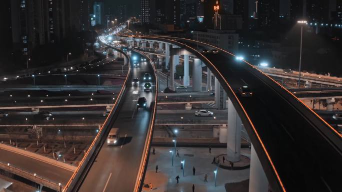 合肥五里墩立交桥城市夜景车流风光