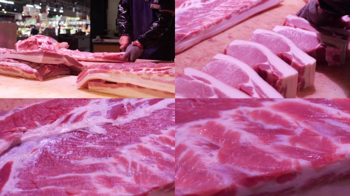 超市生鲜区肉类分割特写展示4k视频素材