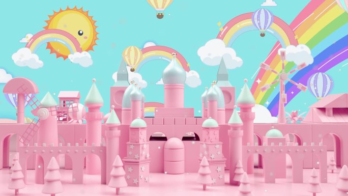梦幻城堡粉色迪斯尼乐园