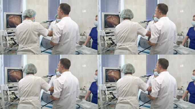 胃肠病学医生用探针进行胃镜检查