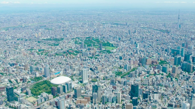 东京下町的空中拍摄影像。