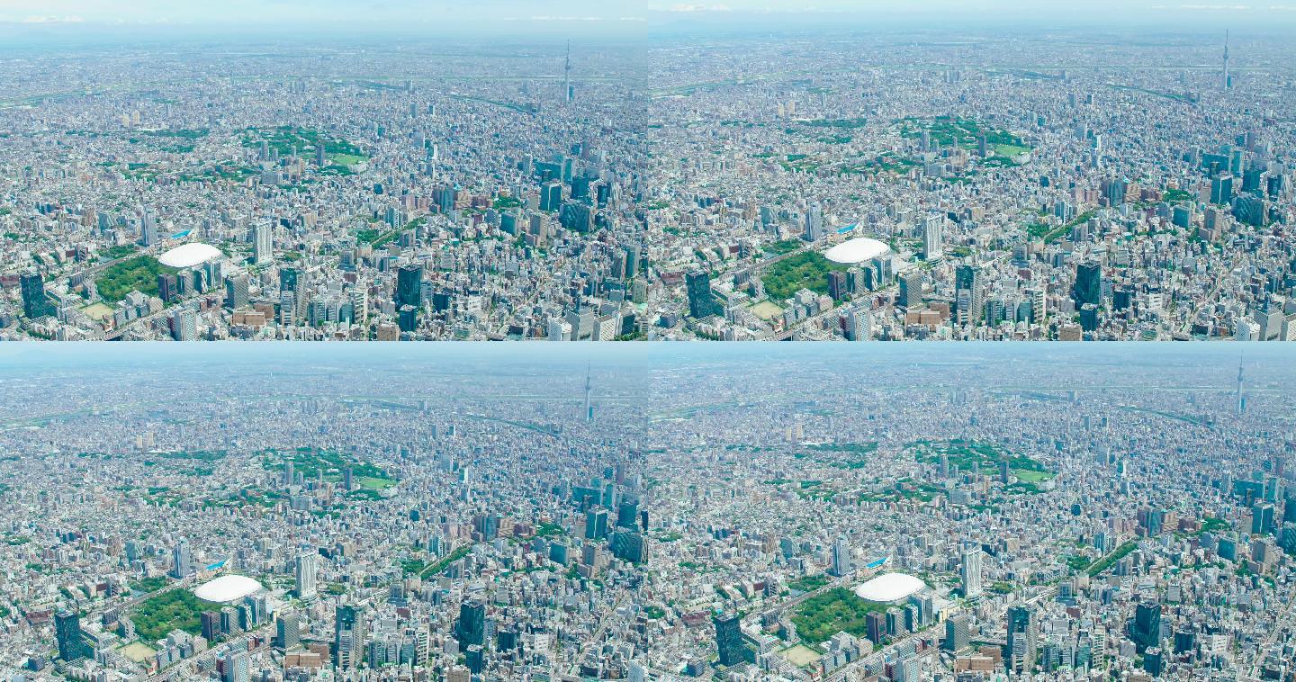 东京下町的空中拍摄影像。