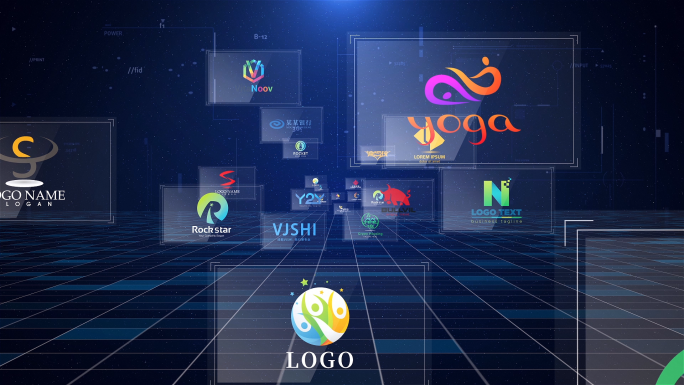 科技企业logo汇聚AE模板