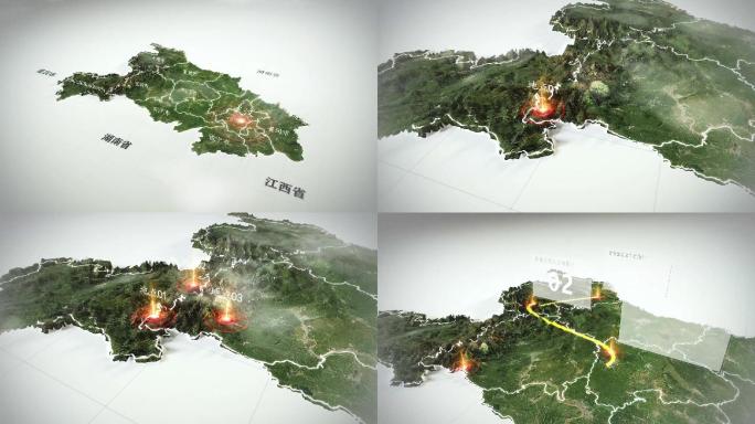 湖北省写实3D地形区位