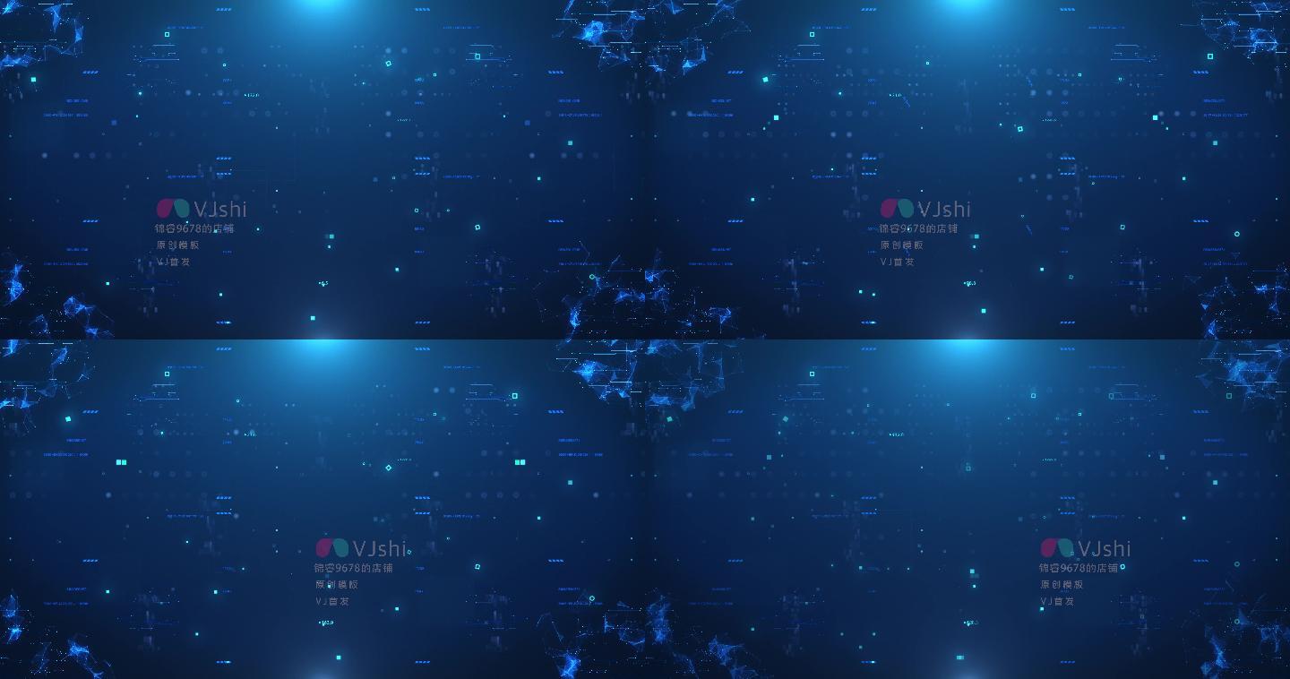 蓝色科技感点线面视频素材循环背景无缝4K