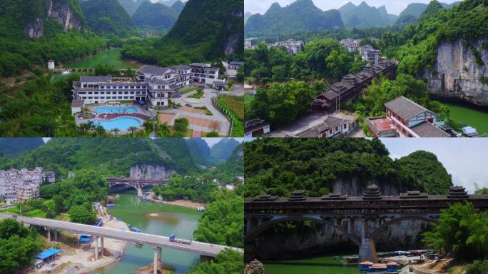 实拍广西河池市宜州刘三姐故乡下枧河风雨桥