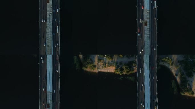 空中无人机镜头下的基辅南桥顶视图