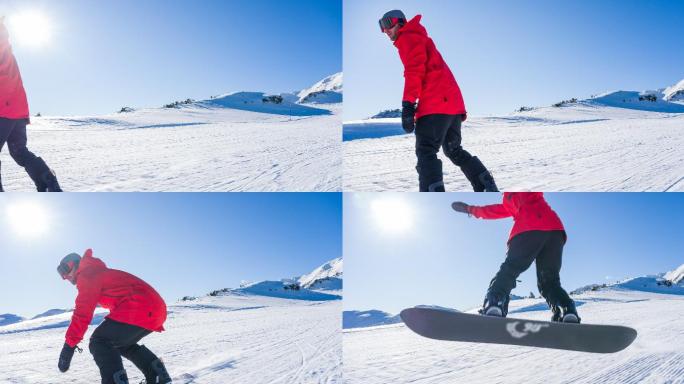 在滑雪的男人慢动作运动特技运动