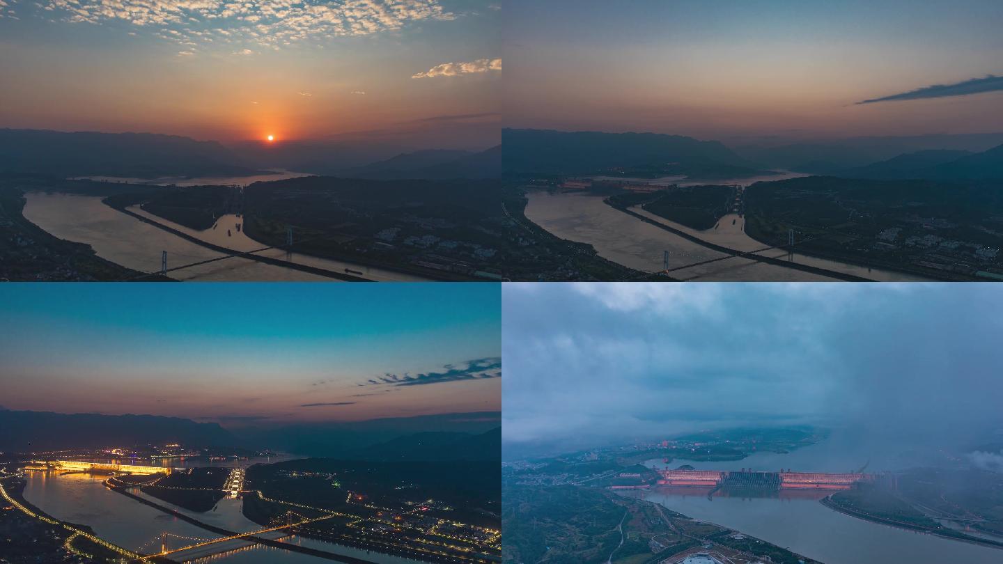 三峡大坝延时日转夜摄影