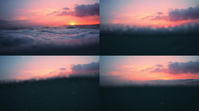 日落时漂浮在海面上