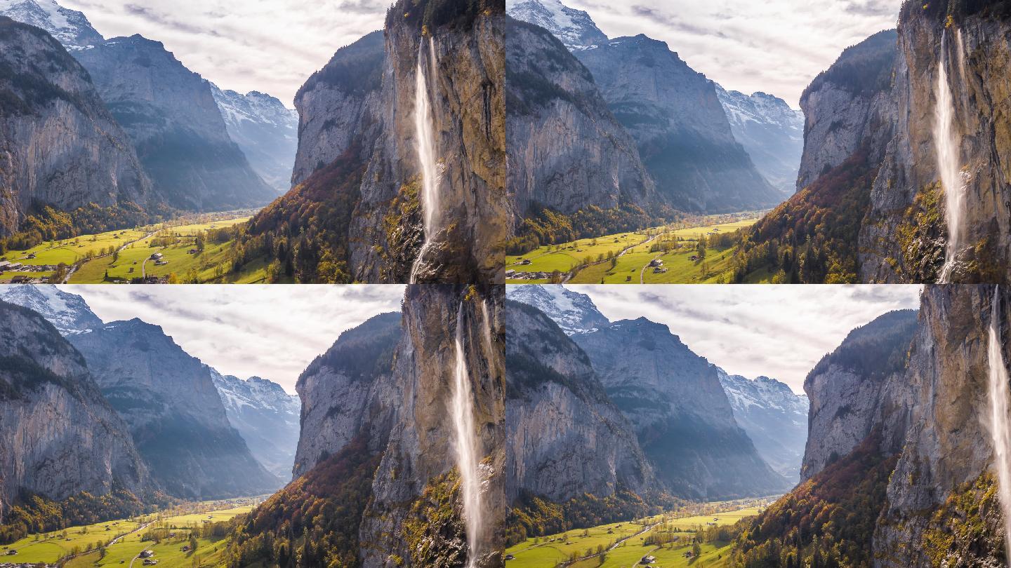 瑞士阿尔卑斯山,山,房子,蓝色天空,风景图片_4K风景图片高清壁纸_墨鱼部落格