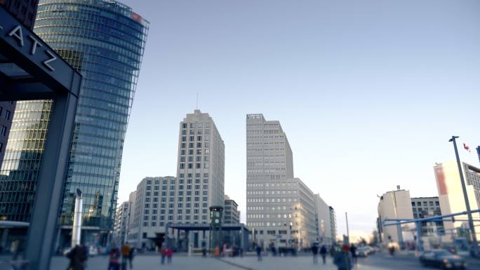 柏林波茨坦广场城市快速发展航拍延时空镜C