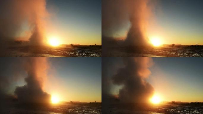 冰岛间歇泉喷发。