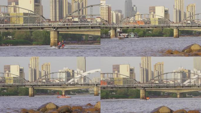升格拍摄黄河中山桥快艇
