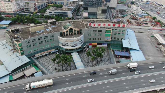 广州市天河客运站航拍4k素材全景