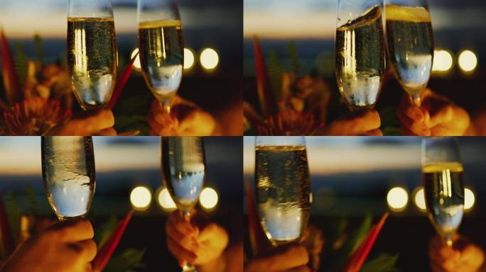 在和香槟的夫妇