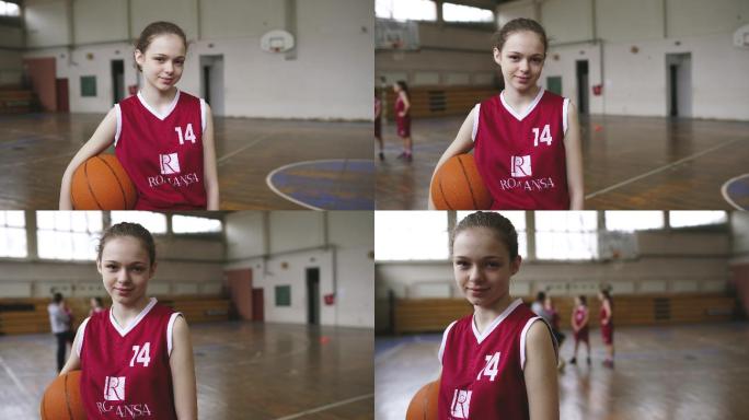 少女篮球运动员少女嬉戏运动场地