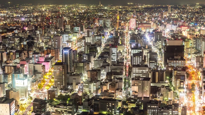 日本名古屋市夜景鸟瞰图