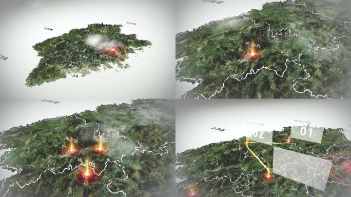 福建省写实3D地形区位