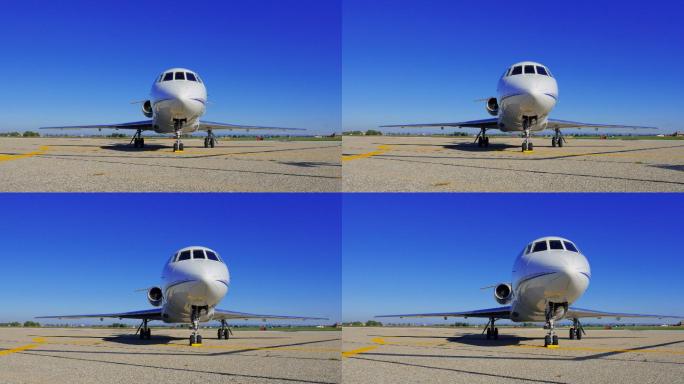 私人飞机的前视图。