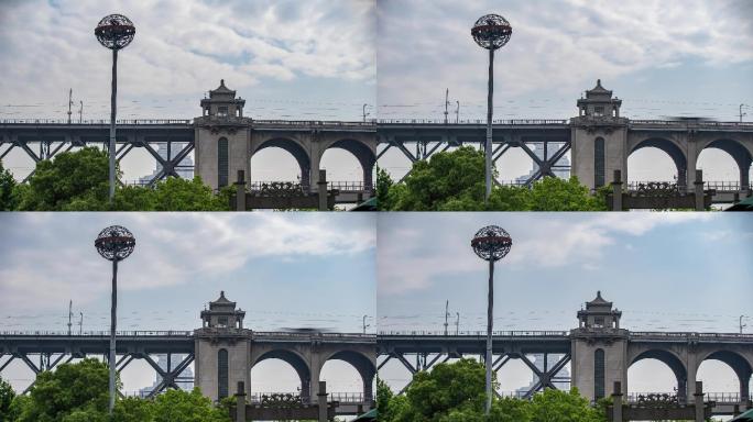 【4K】武汉长江大桥-桥头-日景延时