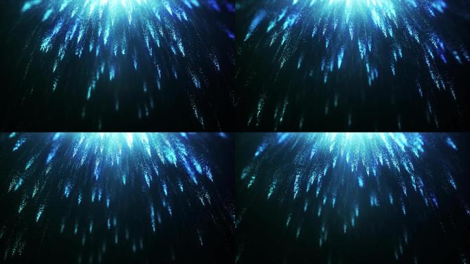 4K蓝色发光粒子散落唯美循环视频