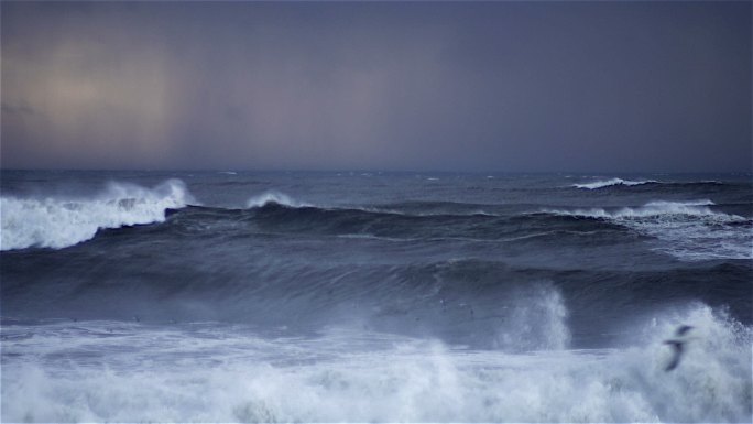 在暴风雨中的海洋航海海浪礁石乘风破浪团结