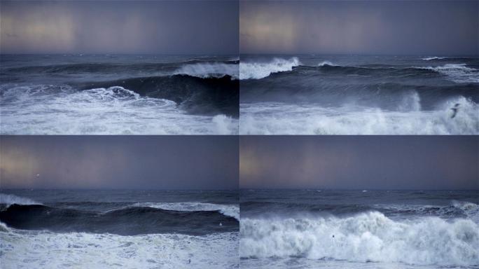 在暴风雨中的海洋航海海浪礁石乘风破浪团结