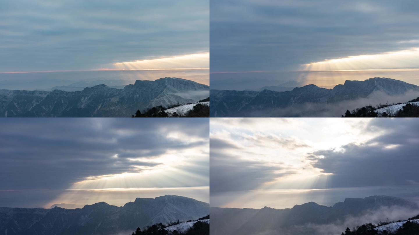 高山雪景日出延时摄影