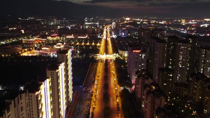 蒙自夜景航拍延时4k