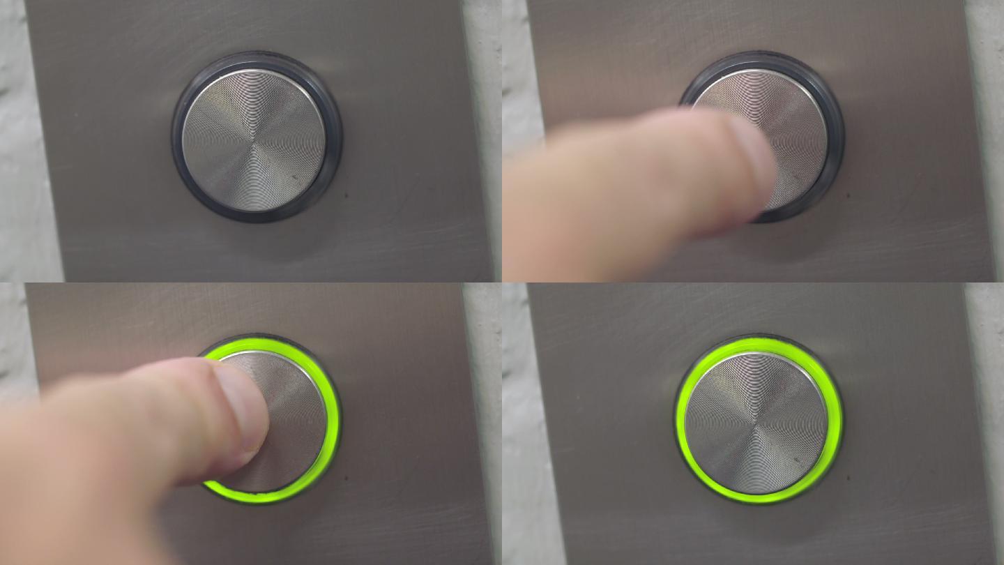 手指按压电梯按钮的宏观视图
