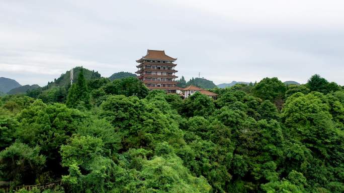 航拍花垣地标图书馆