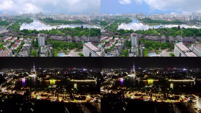 泰州老街昼转夜航拍